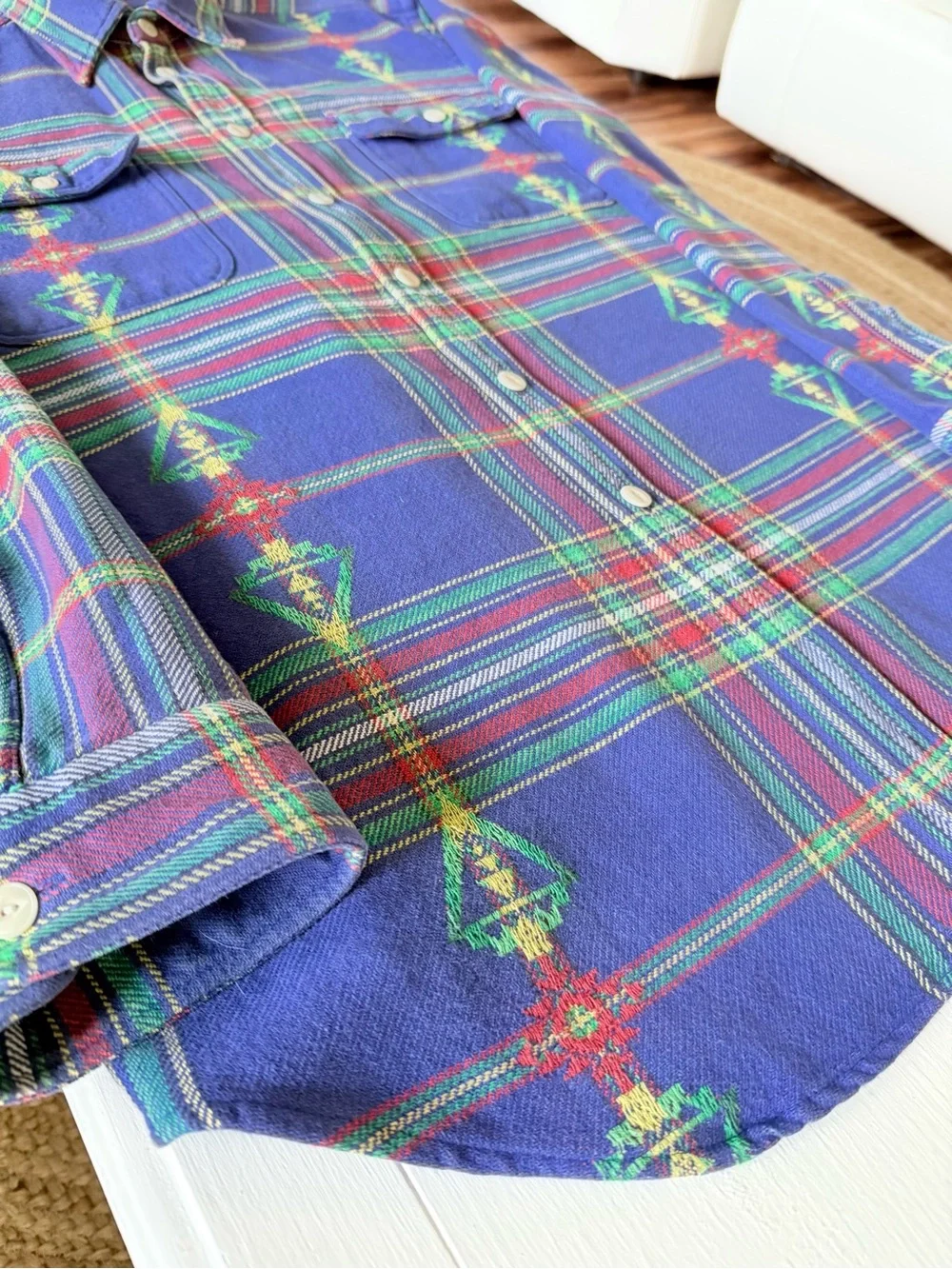 🔥 Vintage Polo Ralph Lauren Aztec Print Button Down Shirt - XL 🔥